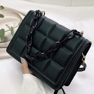 Black vegan leather  chain detail crossbody bag